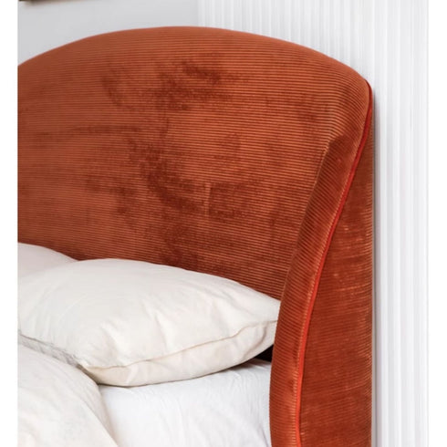 Blaine Corduroy Fabric Modern Wide Headboard Bed Frame